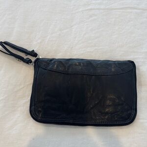 Black Leather Wristlet or Wallet